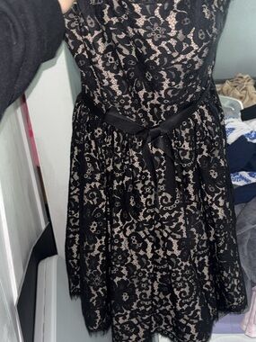 Robert Rodriguez Black Lace Dress with Nude Lining
